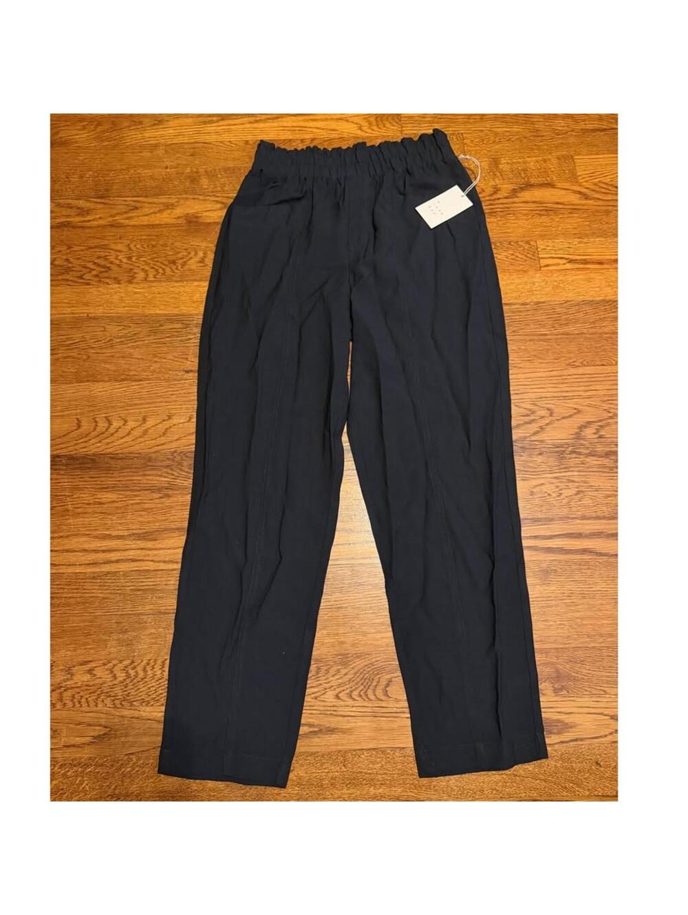 A New Day Paperbag Waist Pants Black Straight Leg NWT Small